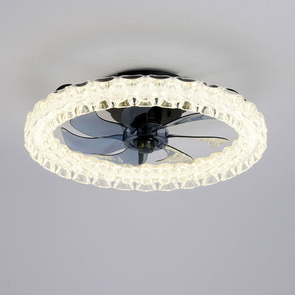 LED Light Source And Remote Control, 3000 - 6500K Dimmable Flush Mount LED Fan Light, 6 Speeds, Quiet DC Motor - Matte Black