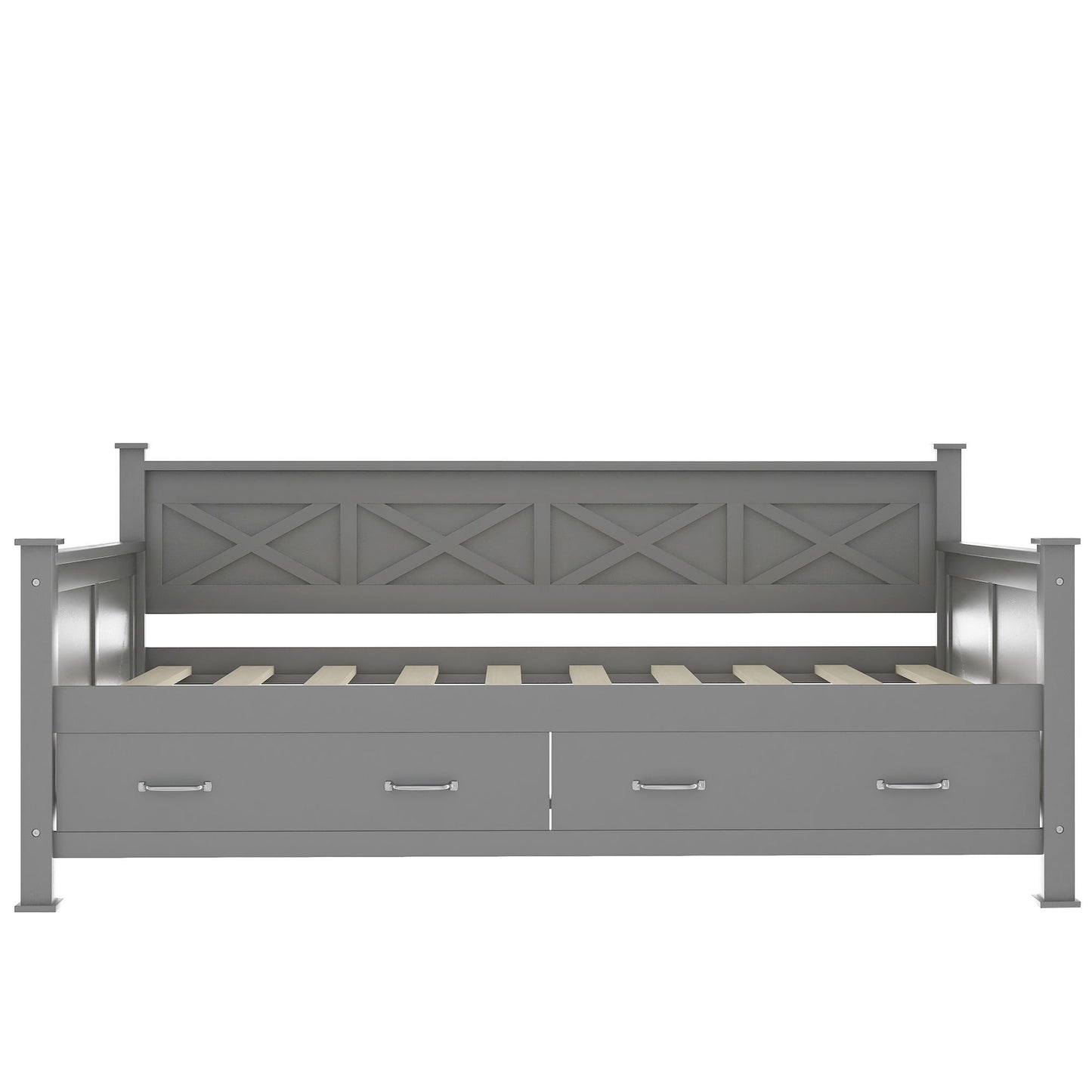 Modern Daybed With 2 Large Drawers, X Shaped Frame