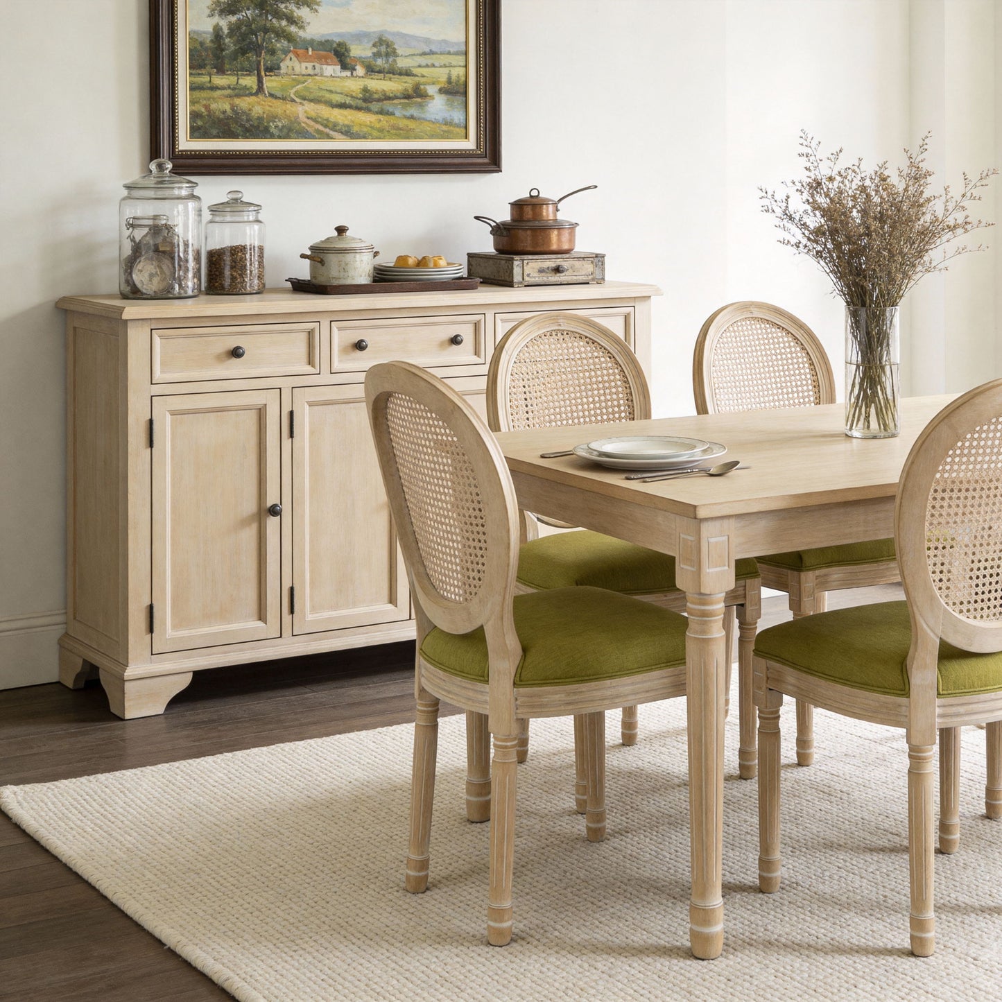 French Country Dining Chairs & Round Back (Set of 2)