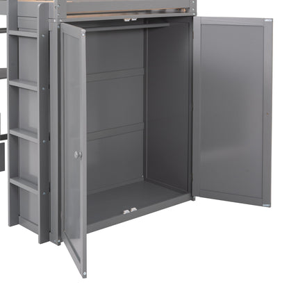 Loft Bed With Drawers, Desk, And Wardrobe