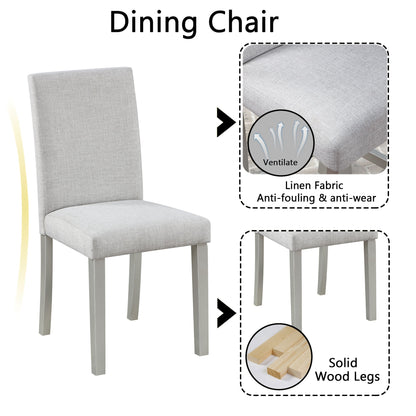 Dining Table Set With Crystal Decoration And Upholstered Chairs