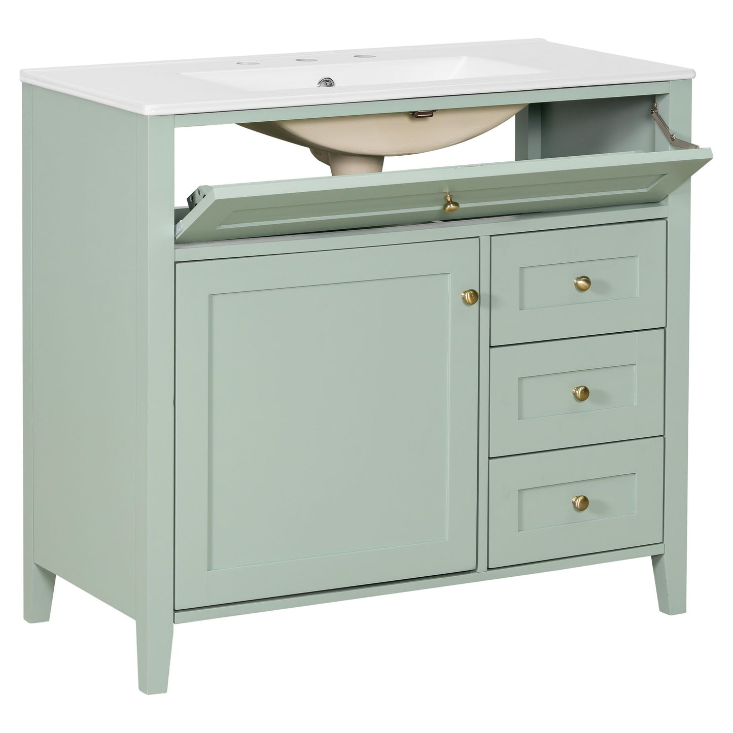 Bathroom Vanity With Sink, Cabinet With 3 Drawers And Adjustable Shelf