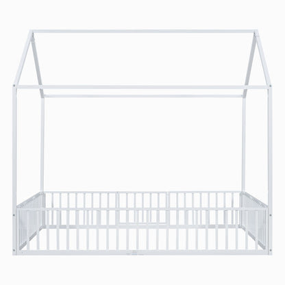 Metal House Bed With Fence And Door