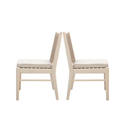 Cordoba - Dining Chair (Set of 2) With Acacia Wood Frame And Water Repellent Fabric - Beige / Yellow