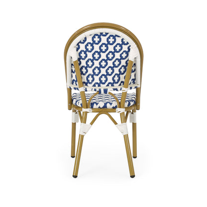 Chic French Bistro Chair With Durable Rattan And Aluminum Frame