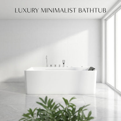 Xavier - Single Massage Bathtub, Equipped With Gfci Plug And Ul Certified Water Pump, Upc Certified Drain - Milk White