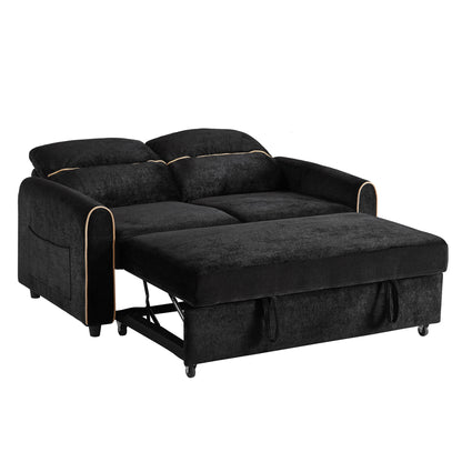 Pull Out Sofa Bed With Adjustable 3 Position Backrest, USB Charging Ports, Side Pockets
