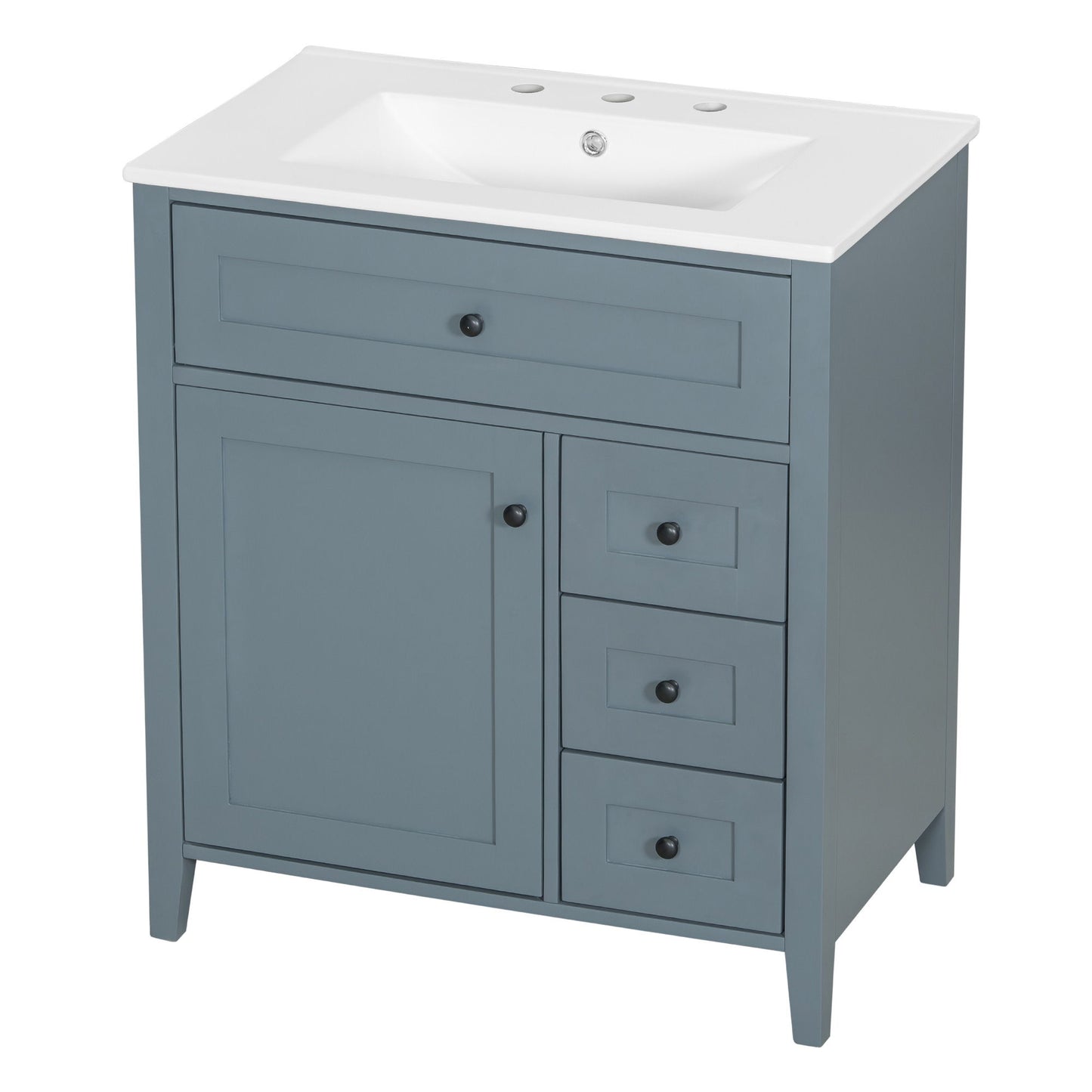 Bathroom Vanity With Sink, 3 Drawers And Adjustable Shelf