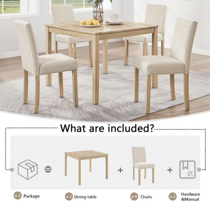 Modern 4 Person Dining Table Set With 4 Chairs