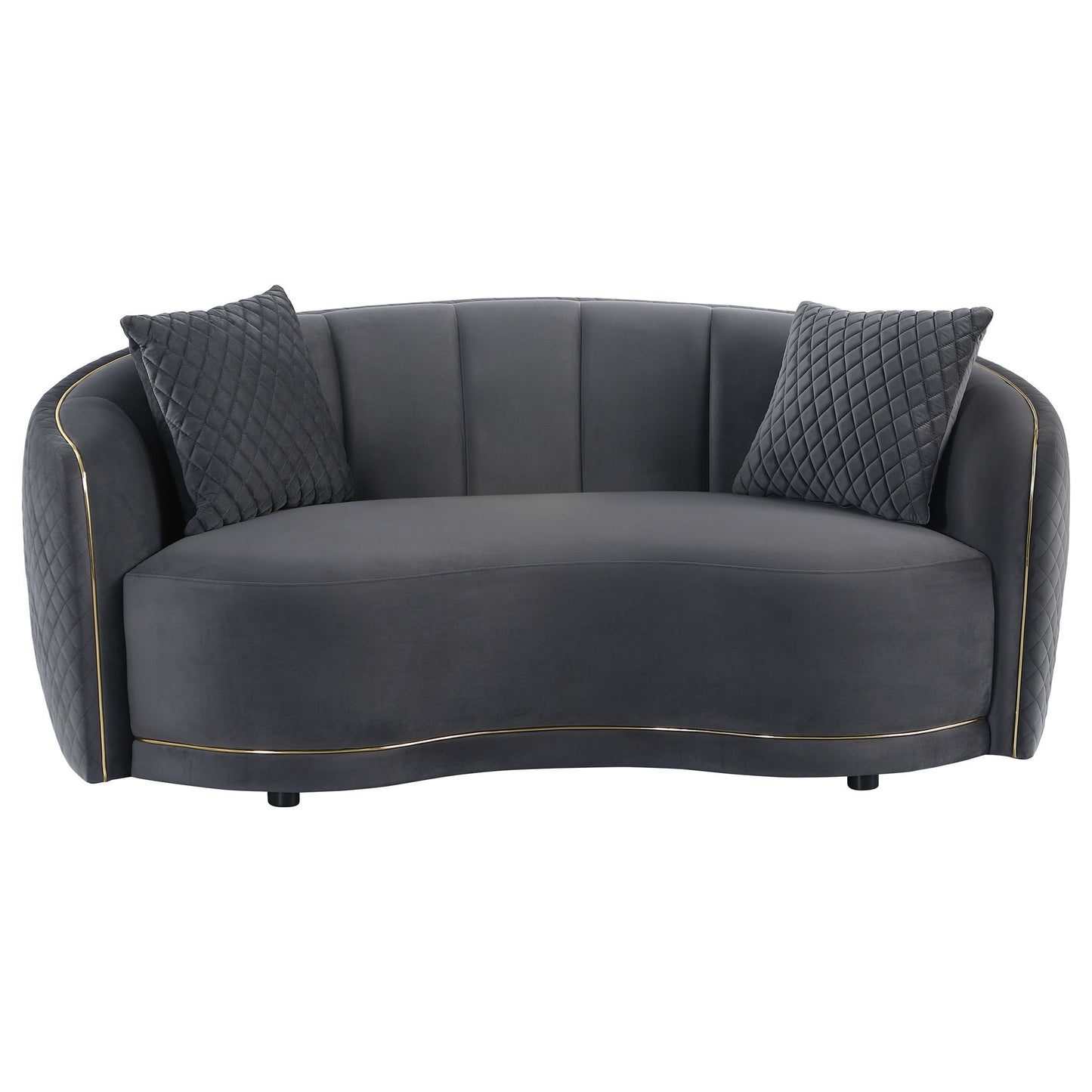 Lorraine - 2 Piece Upholstered Sofa Set With Tufting Trim - Dark Gray