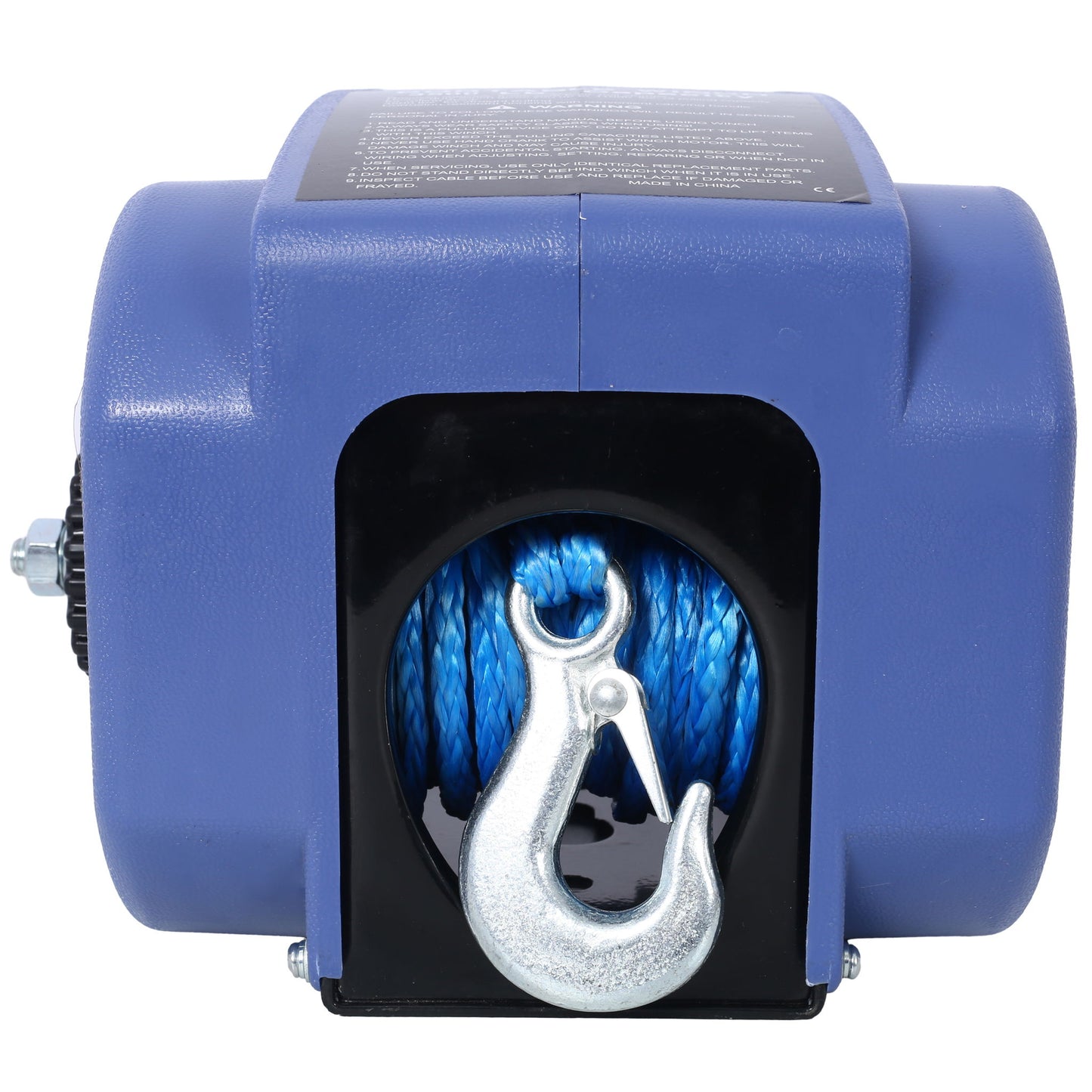 Reversible 12V Electric Trailer Winch For Boats Up To 6000 Lbs With Synthetic Rope And Extra Pulley Hook - Blue