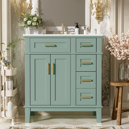 Modern Bathroom Vanity With Sink, Storage Cabinet, Soft Close Doors, Deep & Standard Drawers