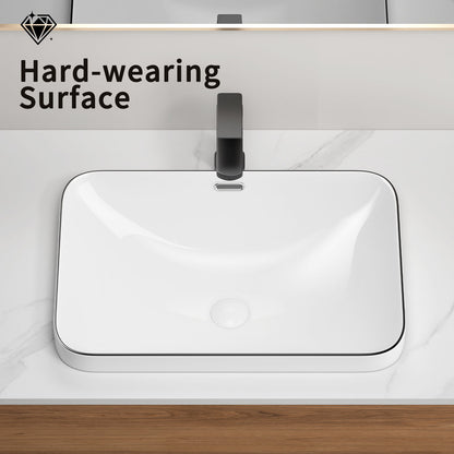 Undermount Bathroom Sink, Vessel Basin For Vanity Countertop - Milk White / Black