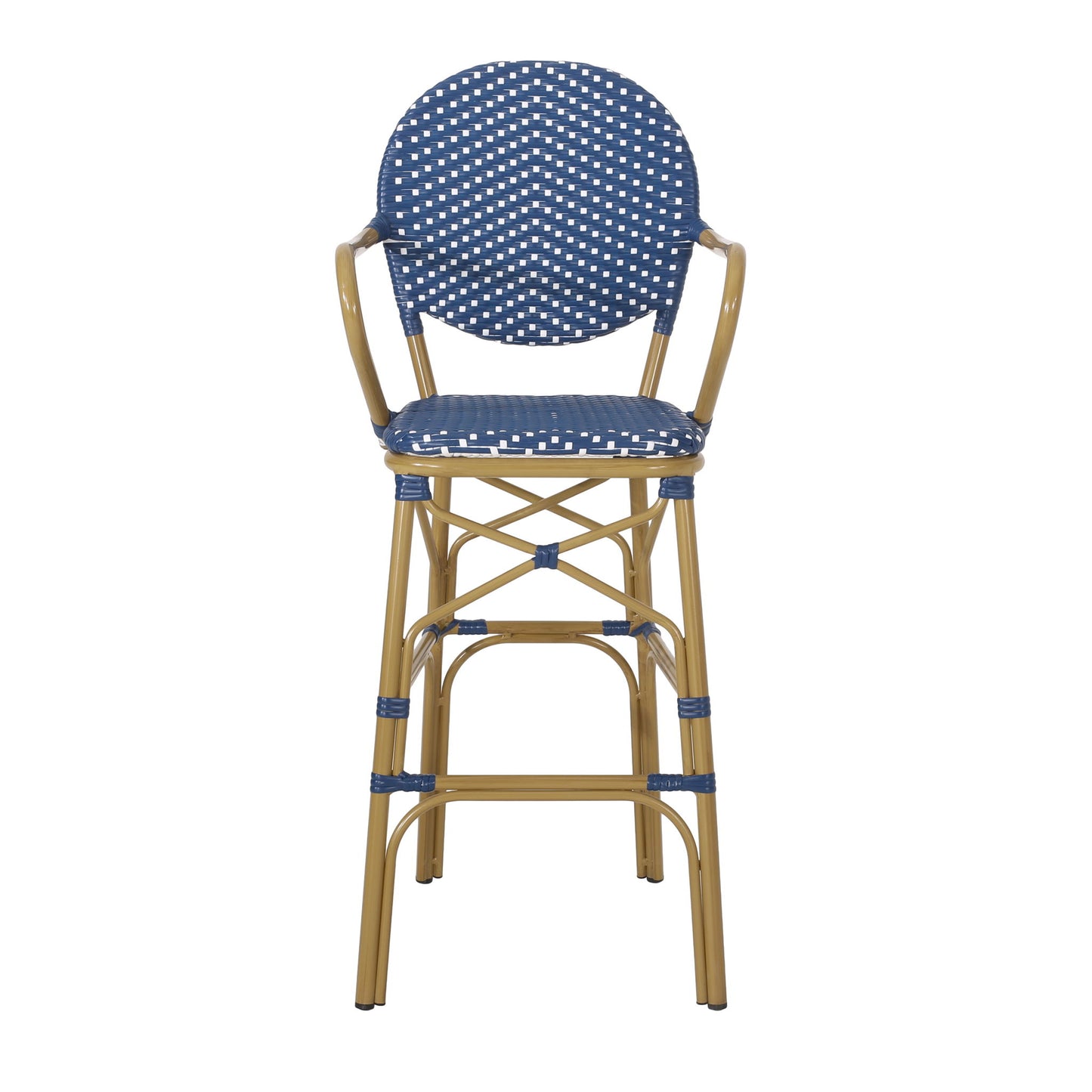 Outdoor Wicker And Aluminum French Barstools (Set of 2)
