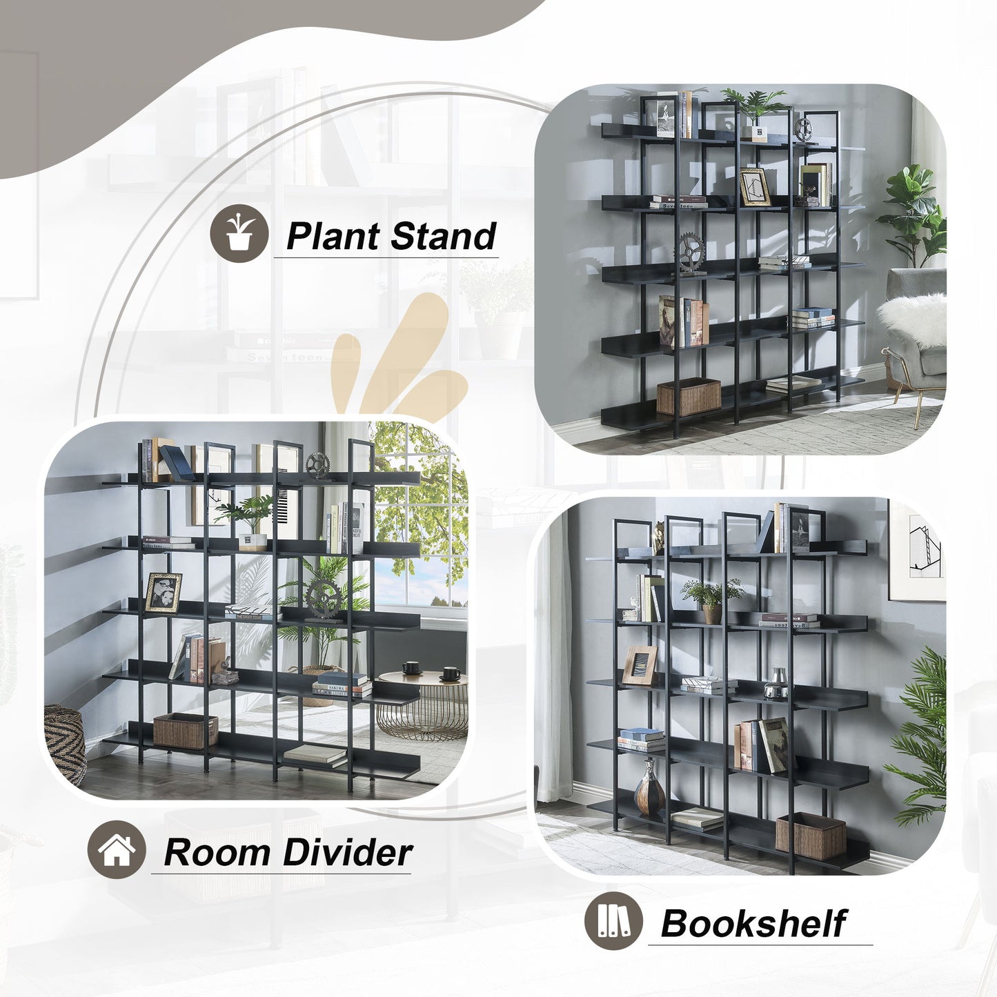 Vintage Industrial 5 Tier Bookcase