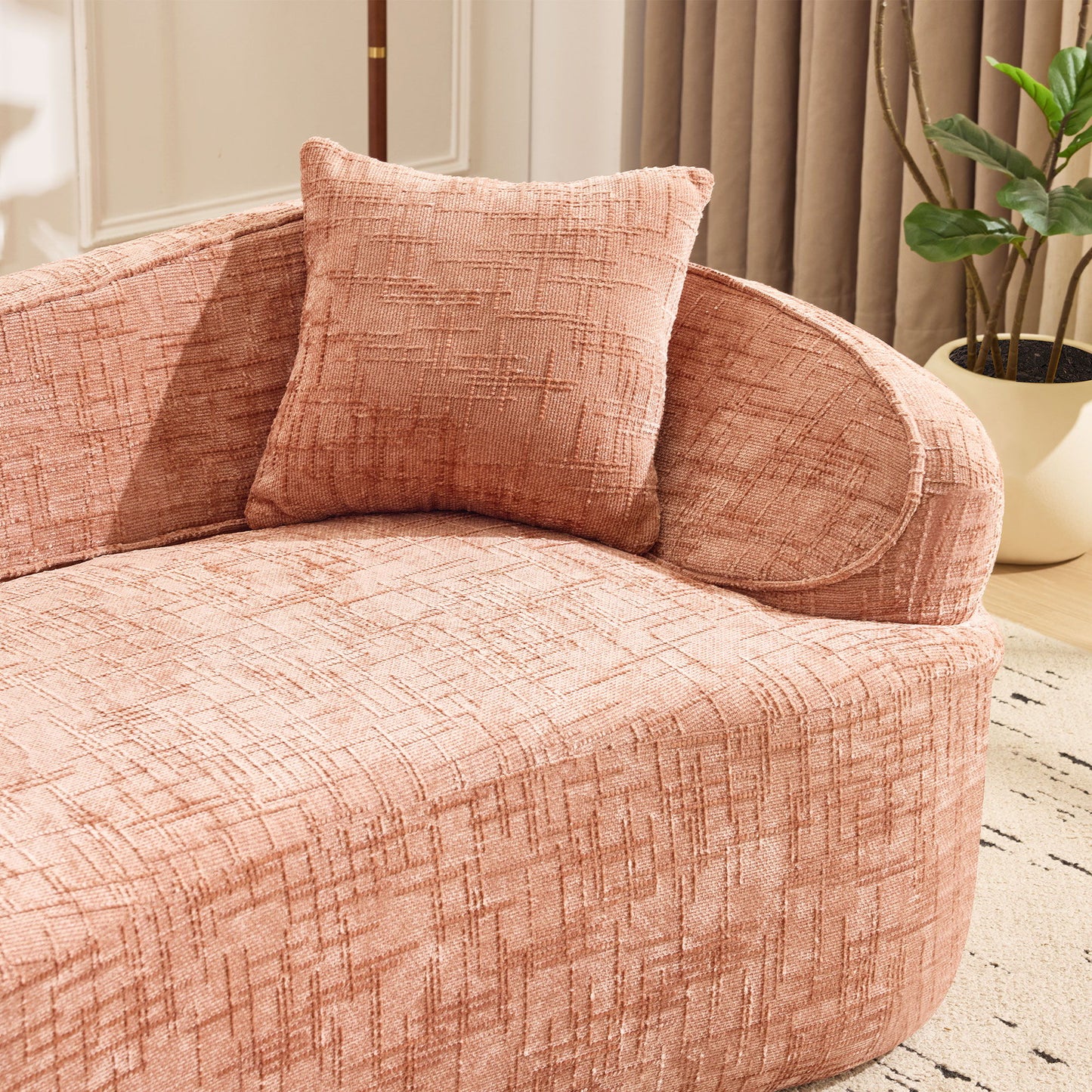 Curved 2 Person Compress Sofa With Armrests, Includes Pillows