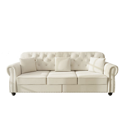 Upholstered Sofa Set With Nailhead Trim And Rolled Armrests, Includes Pillows