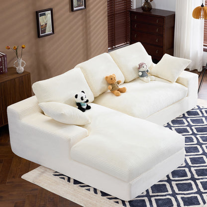 Compressed Sofa With 3 Back Cushions, 2 Throw Pillows