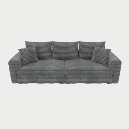 Deep Seat Convertible Sofa With Soft Pillows And Ottomans