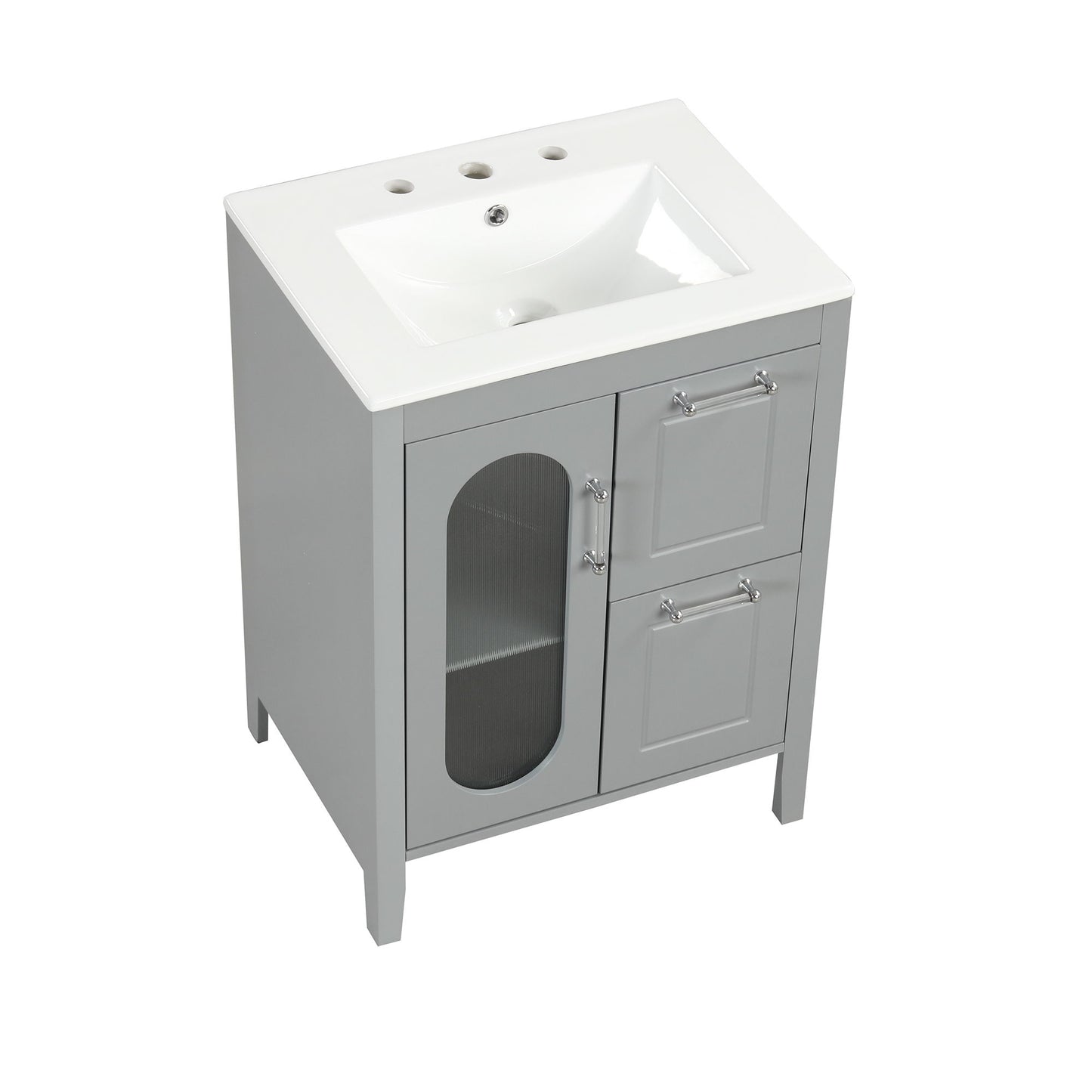 Modern Bathroom Vanity With Sink, Cabinet With 2 Drawers And Door, Adjustable Shelf