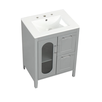 Modern Bathroom Vanity With Sink, Cabinet With 2 Drawers And Door, Adjustable Shelf