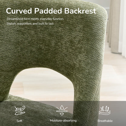 Upholstered Dining Chair With Curved Legs (Set of 2) - Green