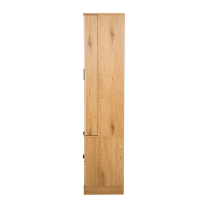 Fluted Kitchen Pantry Cabinet With 2 Large Drawers & 8 Door Spice Rack Freestanding Storage Organizer - Oak