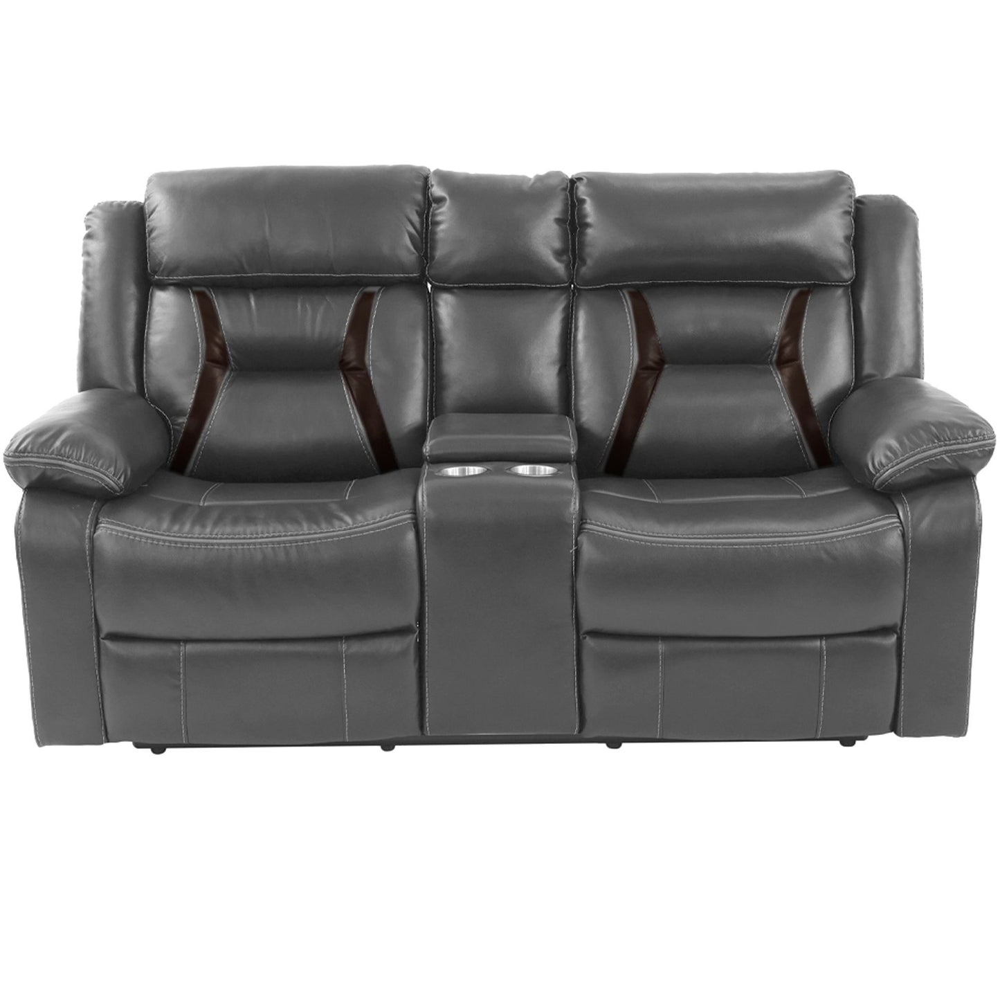 Modern Reclining Loveseat With Console, Cup Holders, Storage