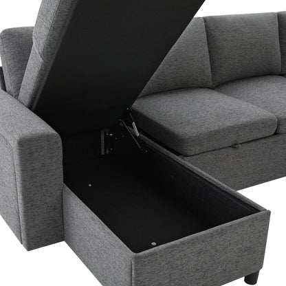 U - Shaped Convertible Sectional Sofa Bed With Storage, USB Charger & Cup Holders