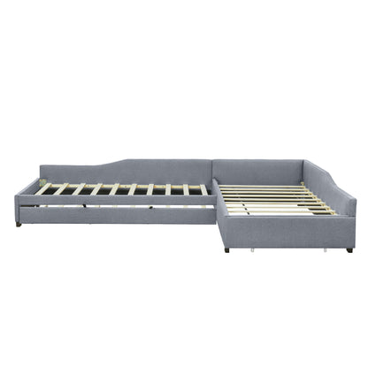 Upholstered Double Daybed With Trundle And Drawer