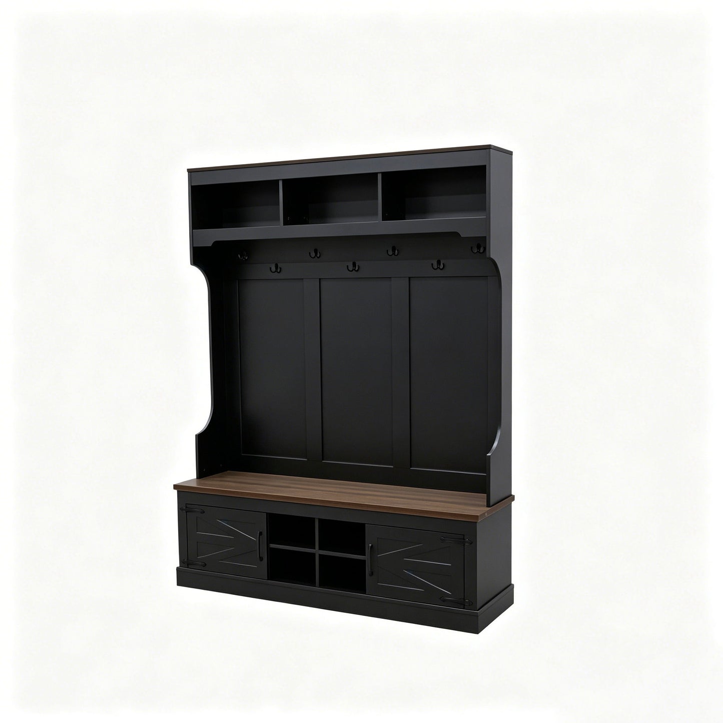 Farmhouse Hall Tree With Bench And Shoe Storage