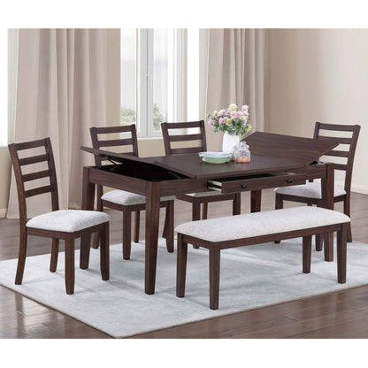Dining Table With Built In Lift Top Storage And Drawer, Rectangular Furniture - Walnut