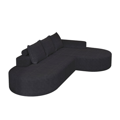 Modern Curved Sofa, L-Shaped Modular Sectional Set With 3 Pillows