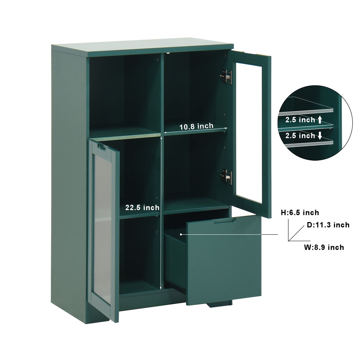 Modern Cabinet With Glass Doors And Drawer