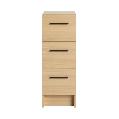 Slim Freestanding Bathroom Storage Cabinet, 3 Drawers - Light Oak