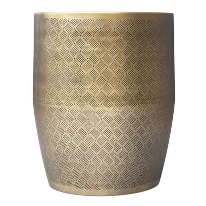 Johnsen - Cross Hatch Pattern Accent Table - Antique Gold