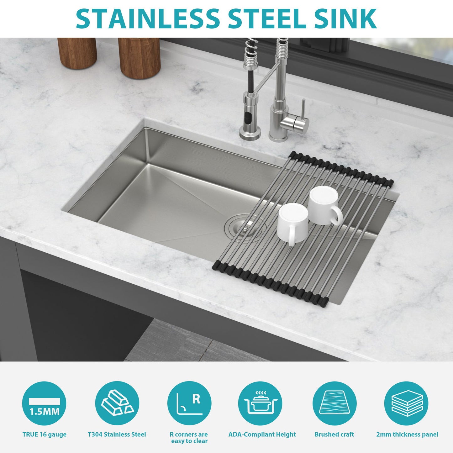 Undermount Sink, Low Depth Single Bowl