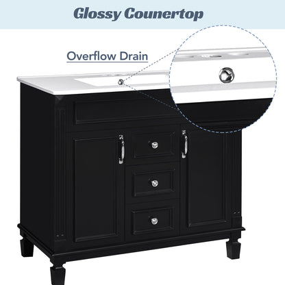Bathroom Vanity With Top Sink, Mirror Cabinet, 2 Soft Closing Doors & 2 Drawers
