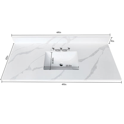 Bathroom Vanity Top With Undermount Sink, 3 Pre Drilled Holes
