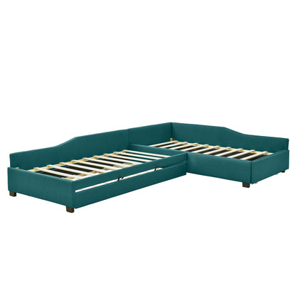 Upholstered Double Daybed With Trundle And Drawer