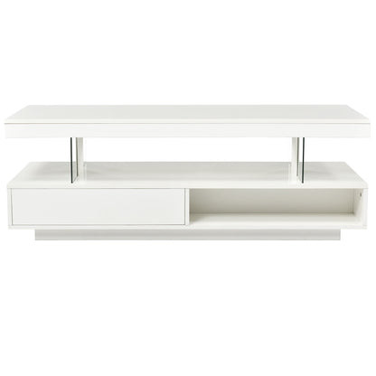 LED Coffee Table With 2 Drawers And Display Shelves
