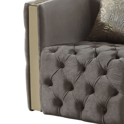 Naomi - Button Tufted Sofa - Taupe