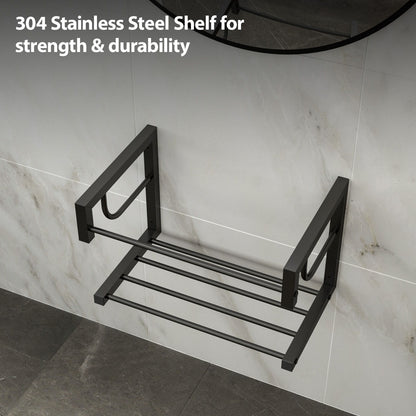 Wall Mounted Rectangular Bathroom Sink With Towel Bar & Overflow - White