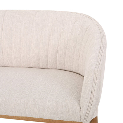 Mid Century Modern Loveseat With Channel Stitched Backrest