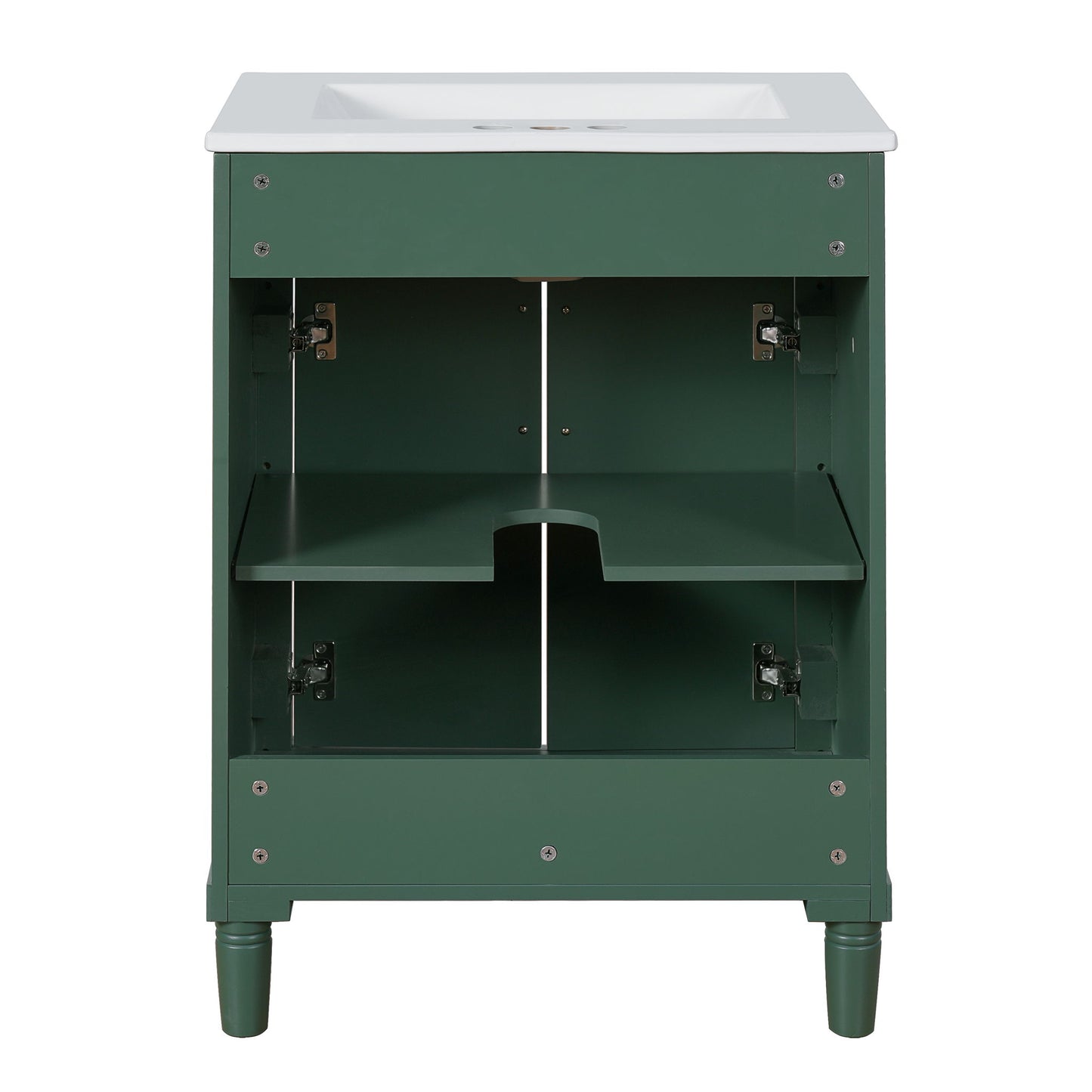 Bathroom Vanity With Integrated Sink, 2 Door Cabinet, Single Sink For Small To Medium Bathrooms