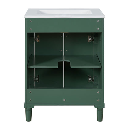 Bathroom Vanity With Integrated Sink, 2 Door Cabinet, Single Sink For Small To Medium Bathrooms