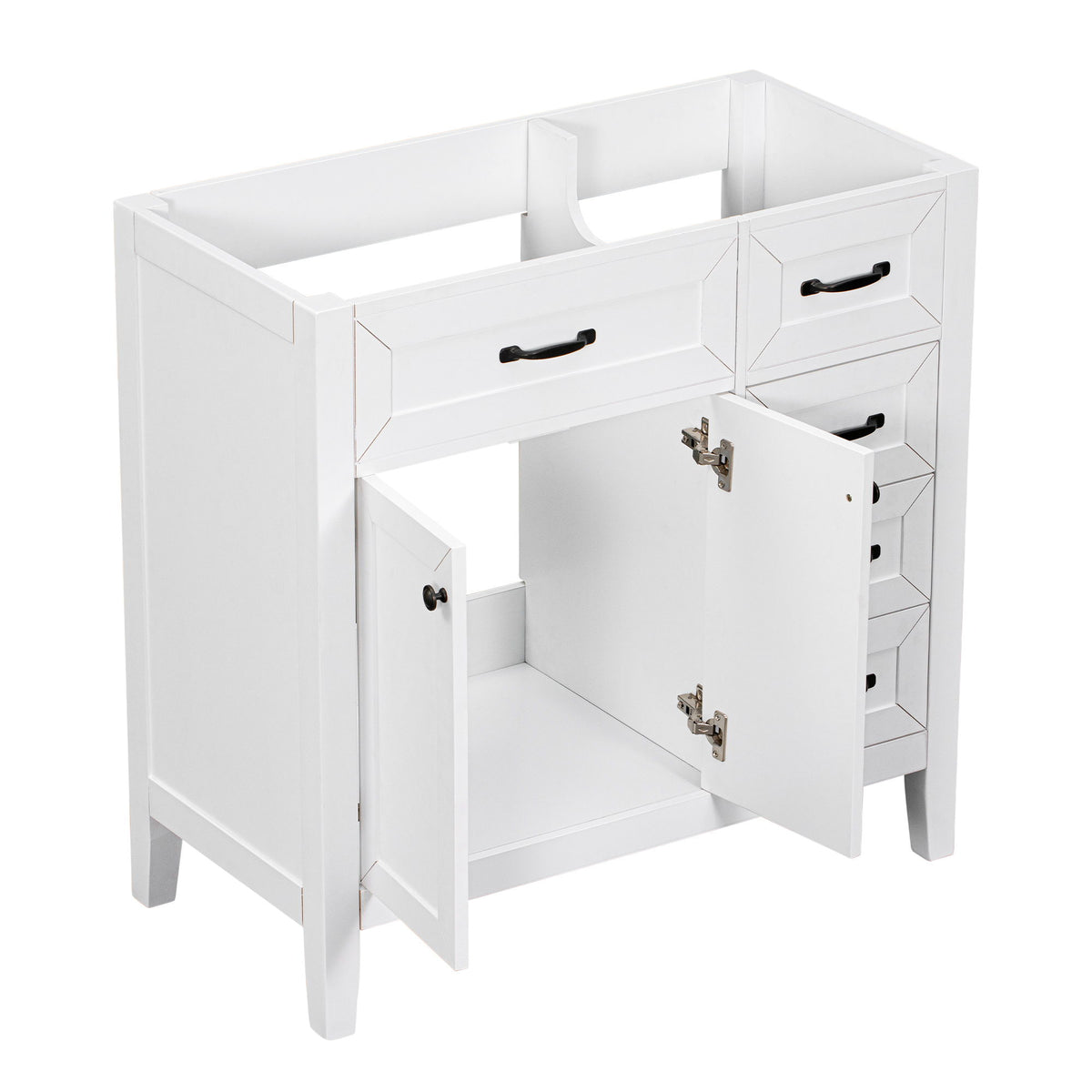 Modern Bathroom Vanity Base Only, 2 Doors And 3 Drawers
