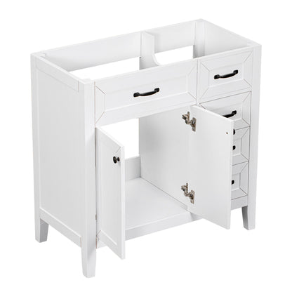 Modern Bathroom Vanity Base Only, 2 Doors And 3 Drawers