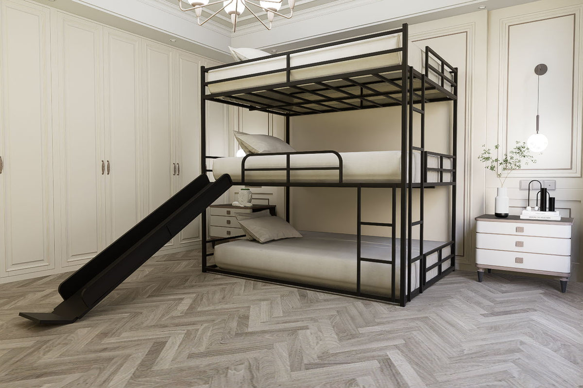 Twin Size House Loft Bed With Slide And Ladder - Black