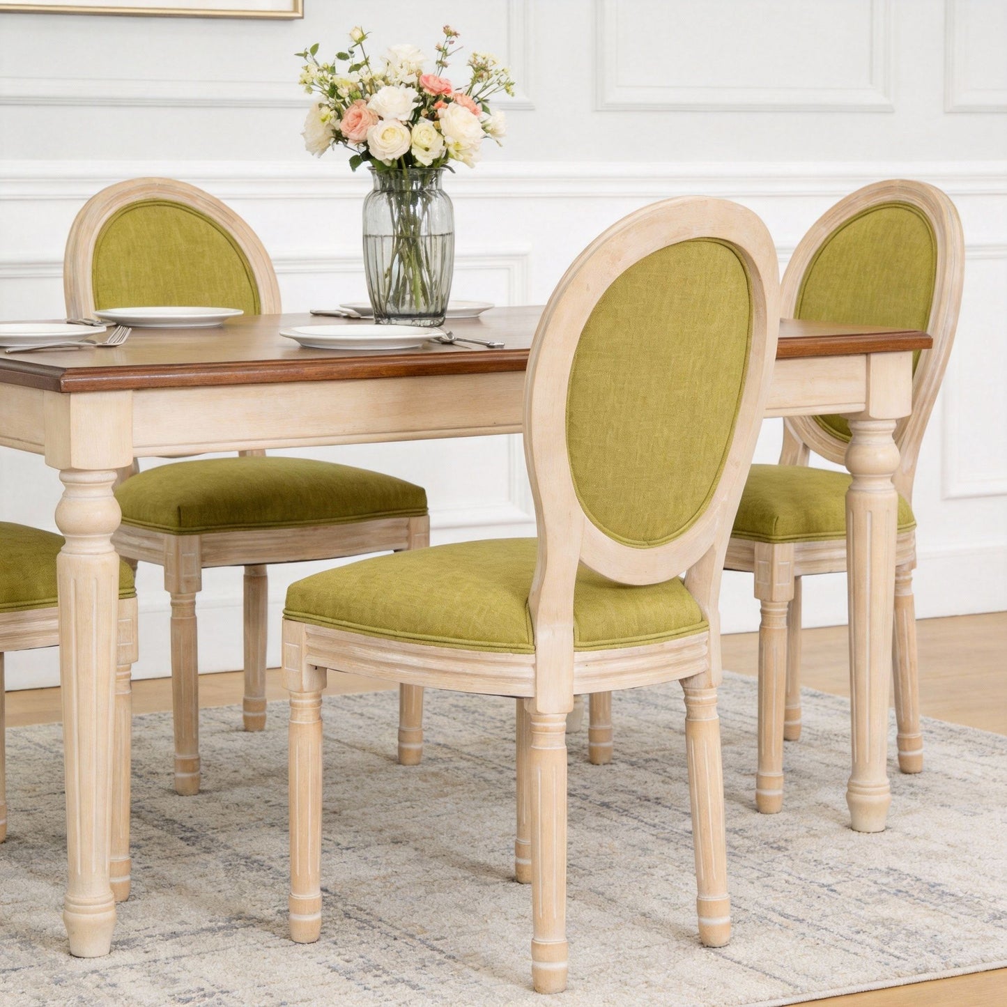 Upholstered With Round Back Dining Chairs (Set of 2)